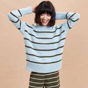 La Ligne Marina Sweater – Blue & Olive Stripe | Size S | Like New